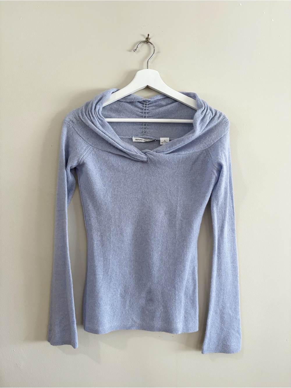 Autumn Cashmere S Periwinkle Blue Cashmere Cowl Neck Sweater Quiet Luxury Chic